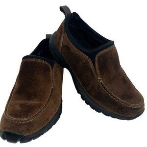Lands End Shoes Women's 6.5 Brown Suede Leather Loafers Slip On Moc Toe‎ 86519